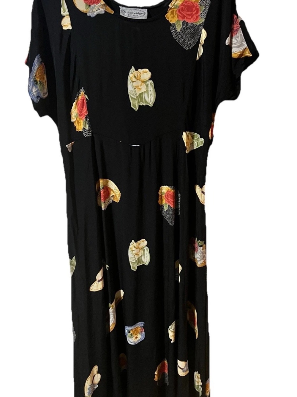 Stonebridge Vintage 10P Black With Cute Summer Hats 100% Rayon